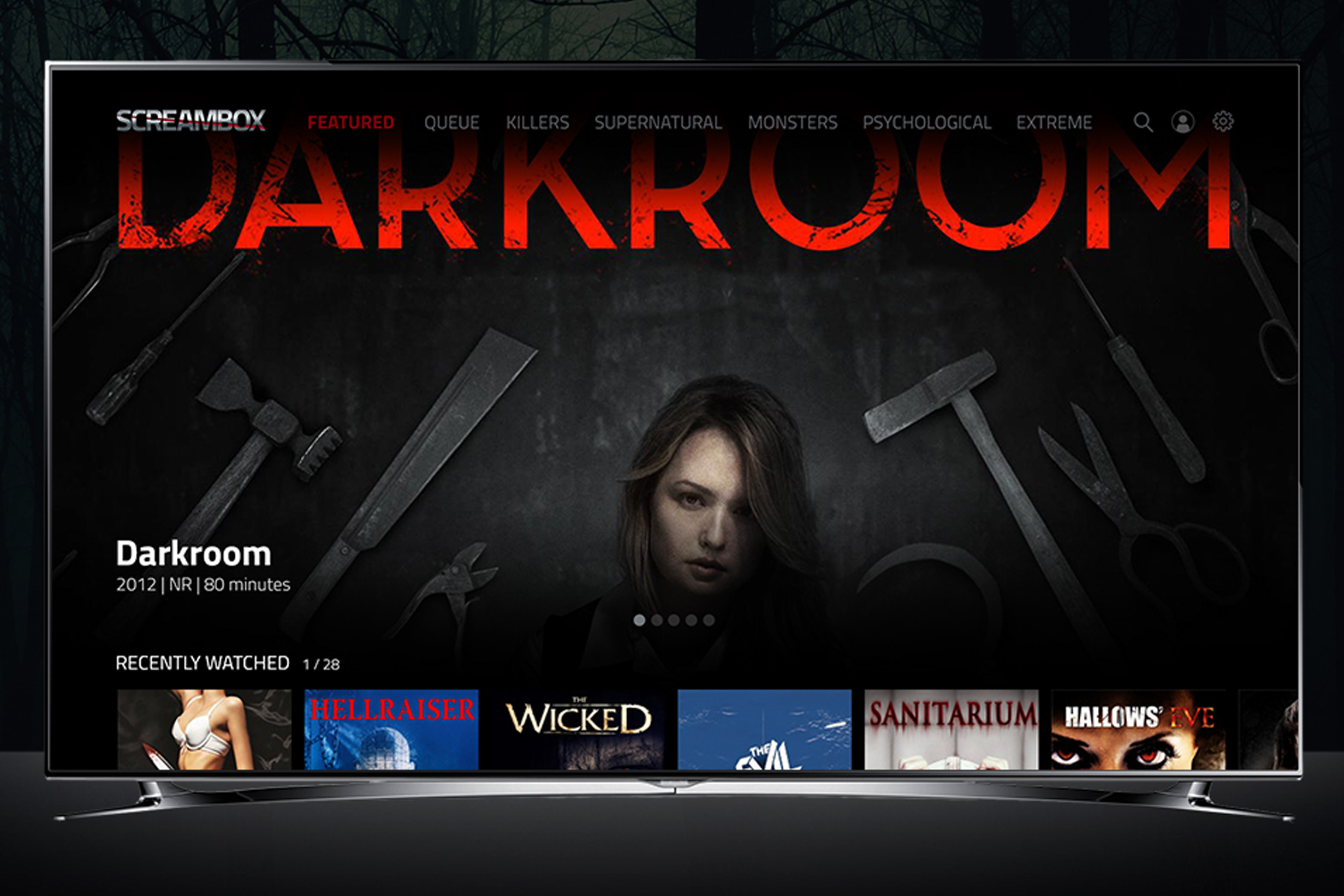 Screambox streaming service interface design